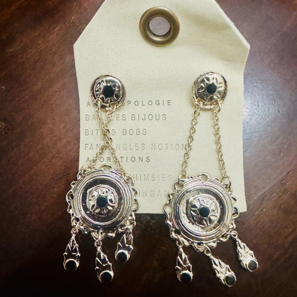 Anthropologie Gold and Black Chain Earrings